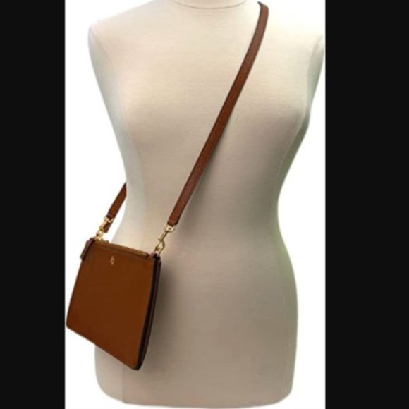 NWT TORY BURCH Double Zip Slim Crossbody Leather Bag BLACK /Gold Tone Hardware - Picture 13 of 14